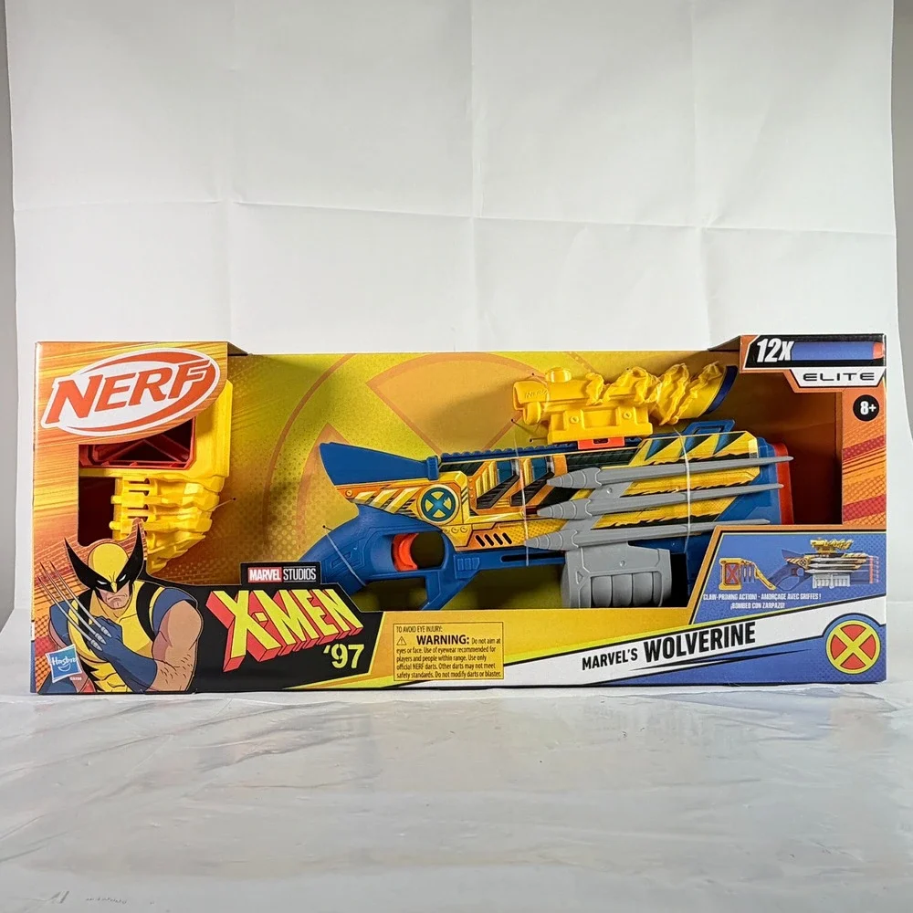 Nerf Elite Marvel X-Men '97 Wolverine Blaster Claw Pump Action Toy 12 Darts